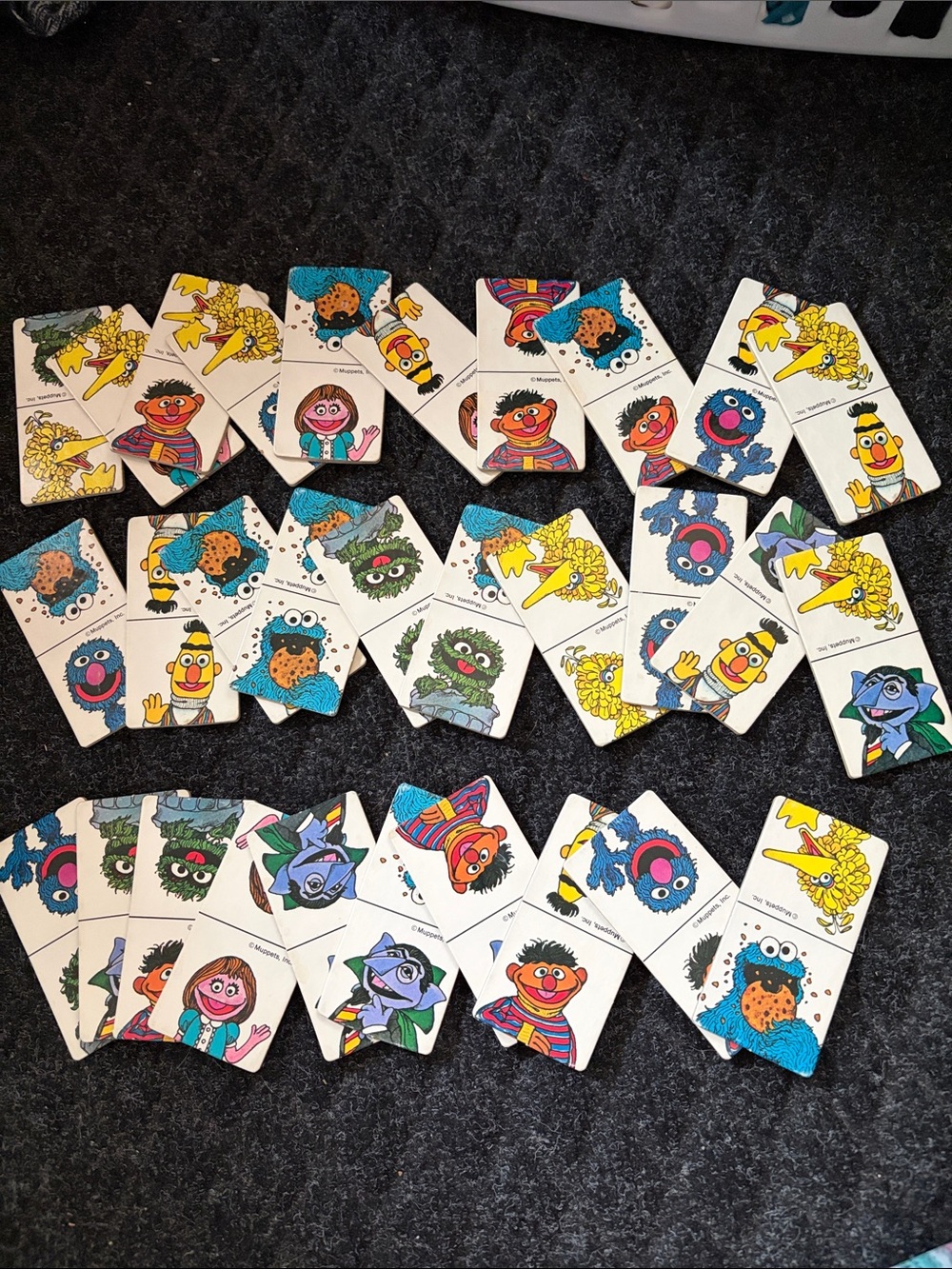 Vintage Sesame Street Dominoes Game 1980 - 30 Cardboard Dominoes Complete Set